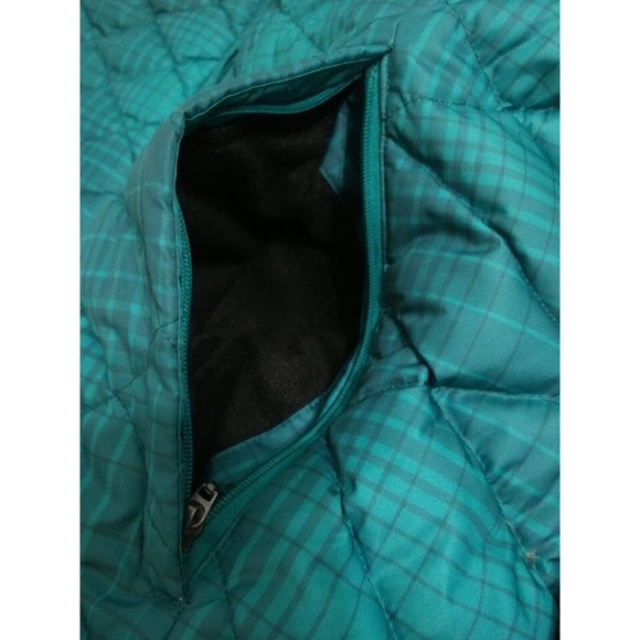 Eddie Bauer Women's Small Goose Down Jacket Green Plaid Puffer Quilted Ski Coat - Picture 5 of 11